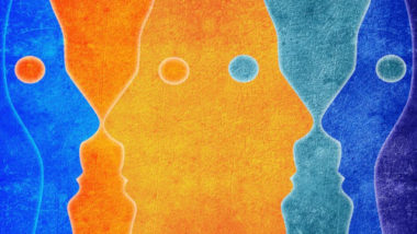 Colored silouettes of faces