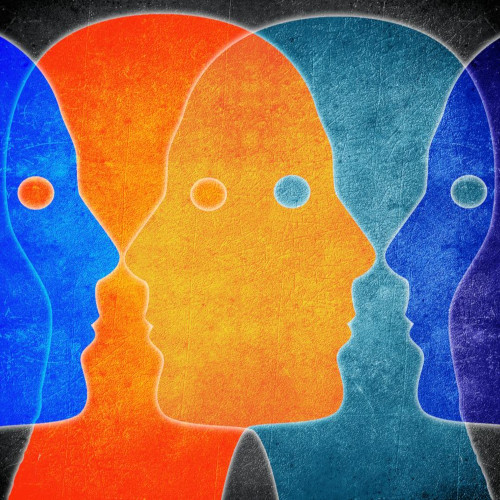 Colored silouettes of faces