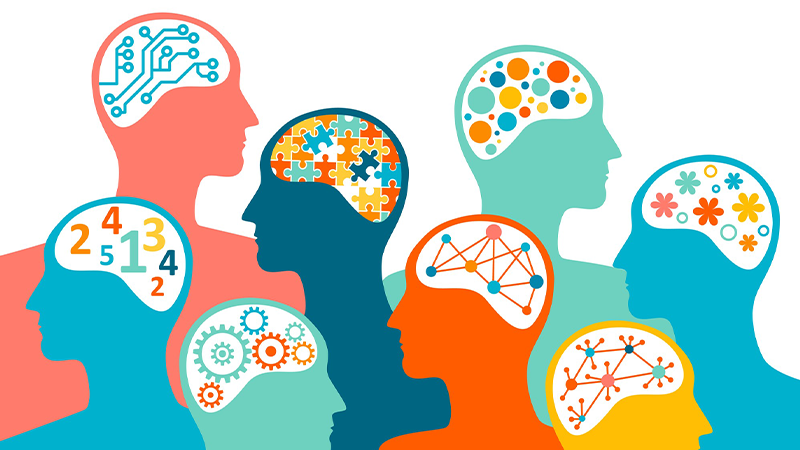 Neurodivergent individuals represented using imagery of different brain patterns